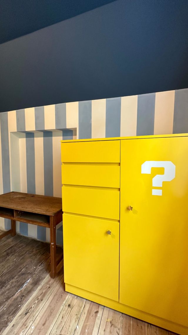 My little one is OBSESSED with Super Mario (just as much and me and his dad 😅) 

So when I was planning what I’d do with this little wardrobe left by the previous owners I decided that I’d make it into one of the question blocks! A subtle hint to the game but not too garish. 

Painted with Bin Primer then @littlegreenepaintcompany Mister David 💛 and then finished with star handles found on Etsy. 

What do you think‽ 

#supermario #wardrobe #gamerbedroom #littlegreenecompany #misterdavid #renovation #furnitureupcycle #renovationproject #renovationjourney #boybedroom #homeimprovements #hometransformation #myhousethismonth #housetohome #apartmenttherapy #interiormilk #myhousethismonth #newinteriorsontheblock #interieurs #homestyle #interiorlove #interiorstyle #interior4inspo #interior_and_living #interior9508 #interior125 #interior123 #doerupper #inspire_me_home_decor #interior4all